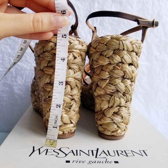 YSL Satin Straw Wedges - Picture 7 of 12